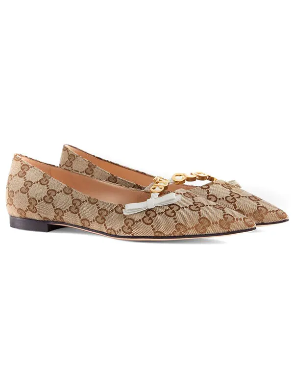 Кроссовки ballet flat 'beige' Gucci — изображение 2 из 4, бежевый