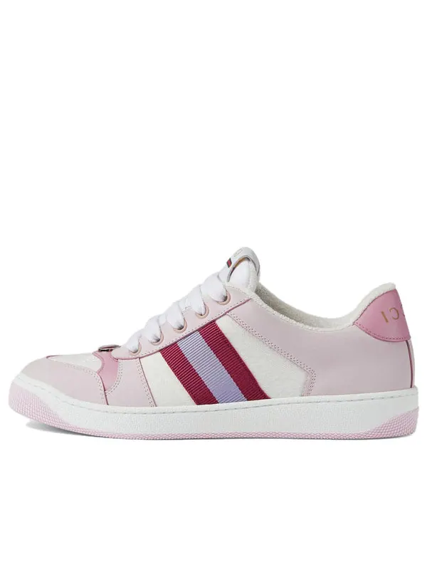 Кроссовки screener low-top sneakers 'white pink' Gucci — изображение 1 из 4, белый/розовый