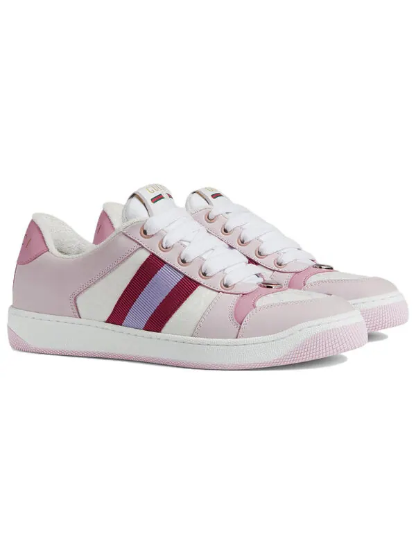 Кроссовки screener low-top sneakers 'white pink' Gucci — изображение 2 из 4, белый/розовый