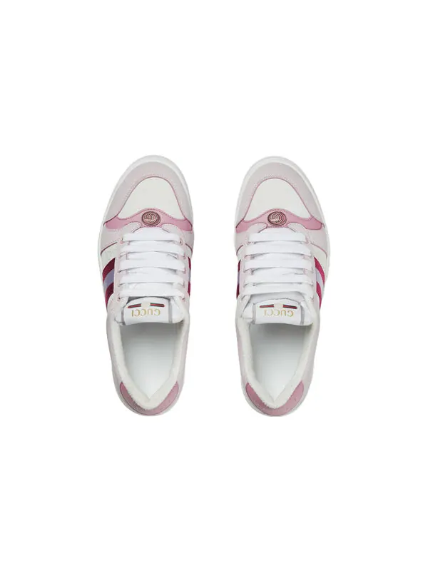 Кроссовки screener low-top sneakers 'white pink' Gucci — изображение 3 из 4, белый/розовый