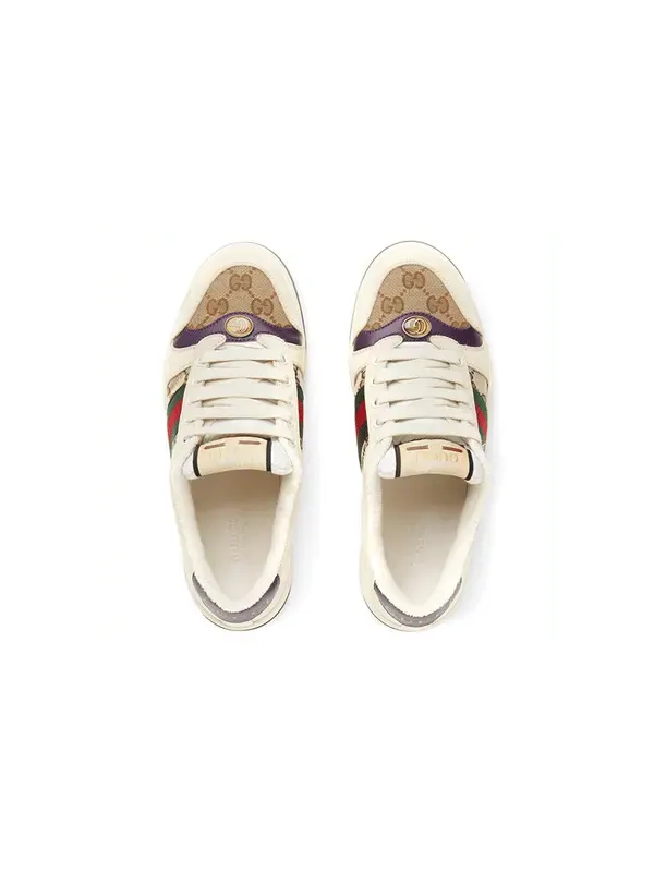 Кроссовки screener gg logo sneakers 'beige brown' Gucci — изображение 3 из 4, бежевый/коричневый