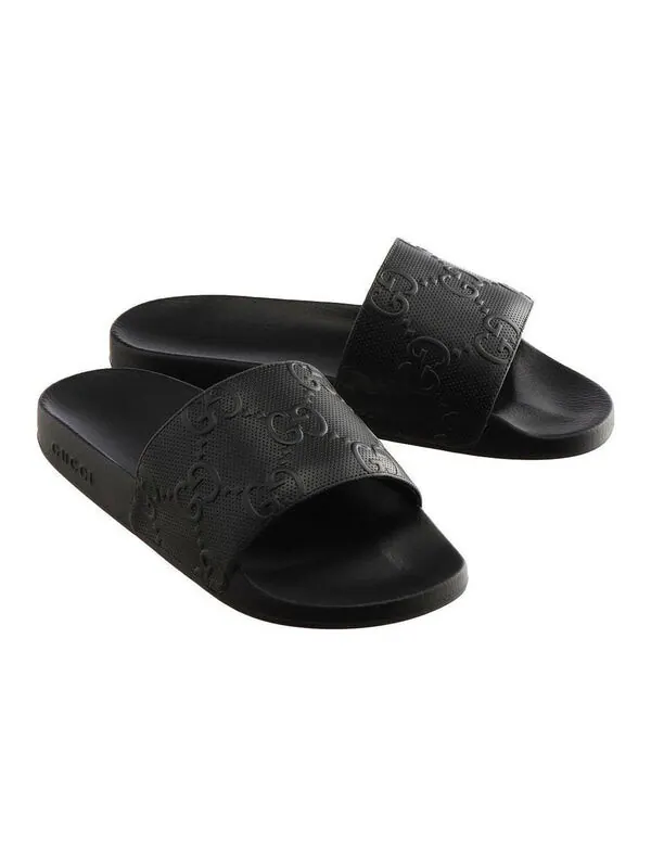 Тапочки gg slide sandal 'demetra black' Gucci — изображение 3 из 3, черный