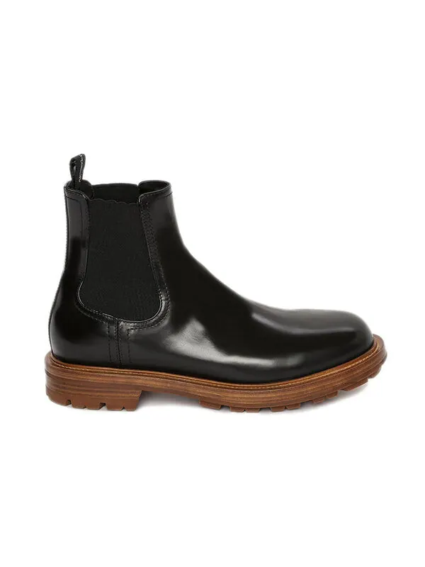 Кроссовки shiny leather chelsea boots 'black brown' Alexander Mcqueen — изображение 2 из 4, черный/коричневый