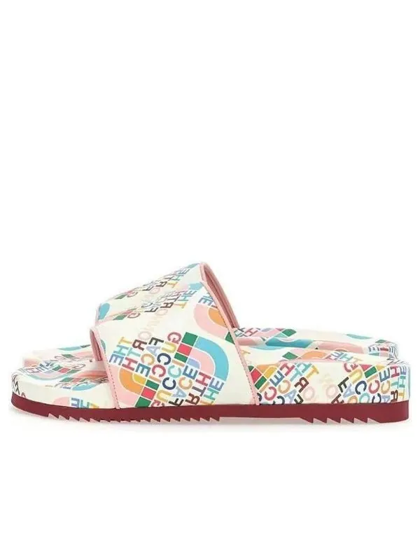 Тапочки x the north face leather sandal 'white multicolor' Gucci