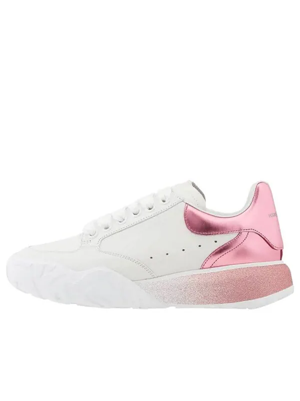 Кроссовки metallic court low-top sneakers 'white pink' Alexander Mcqueen — изображение 1 из 2, белый/розовый