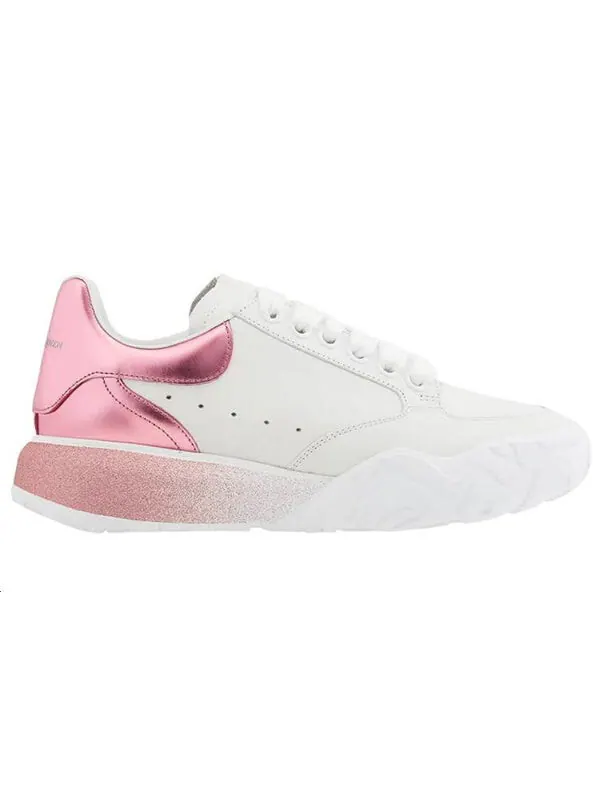 Кроссовки metallic court low-top sneakers 'white pink' Alexander Mcqueen — изображение 2 из 2, белый/розовый