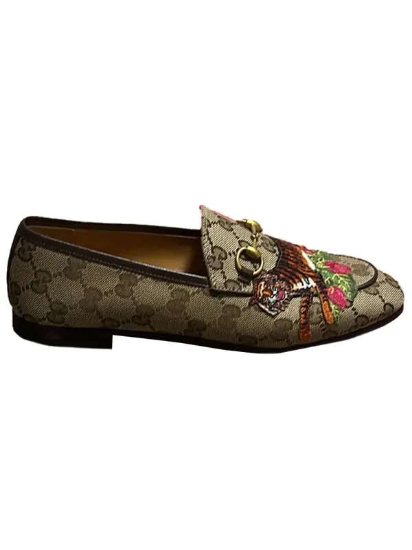 Кроссовки embroidered round toe loafer 'beige' Gucci — изображение 3 из 3, бежевый