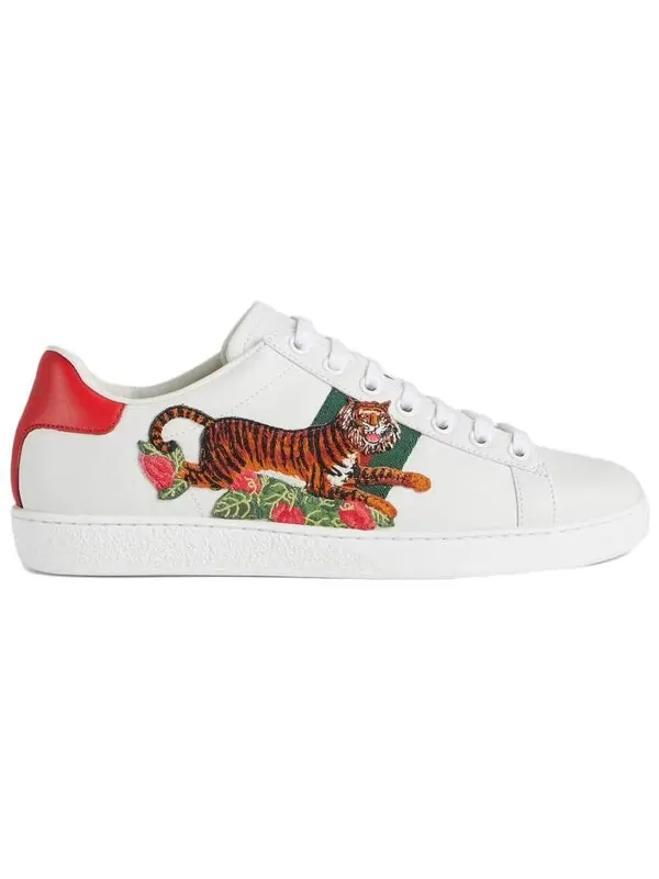 Кроссовки ace 'tiger patch' Gucci — изображение 2 из 4, белый/зеленый/красный