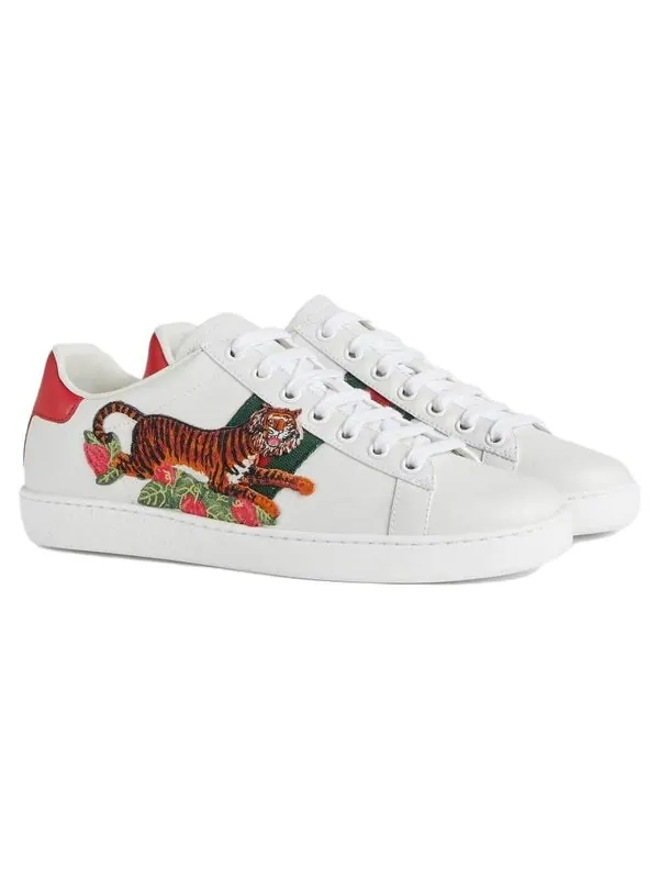 Кроссовки ace 'tiger patch' Gucci — изображение 3 из 4, белый/зеленый/красный