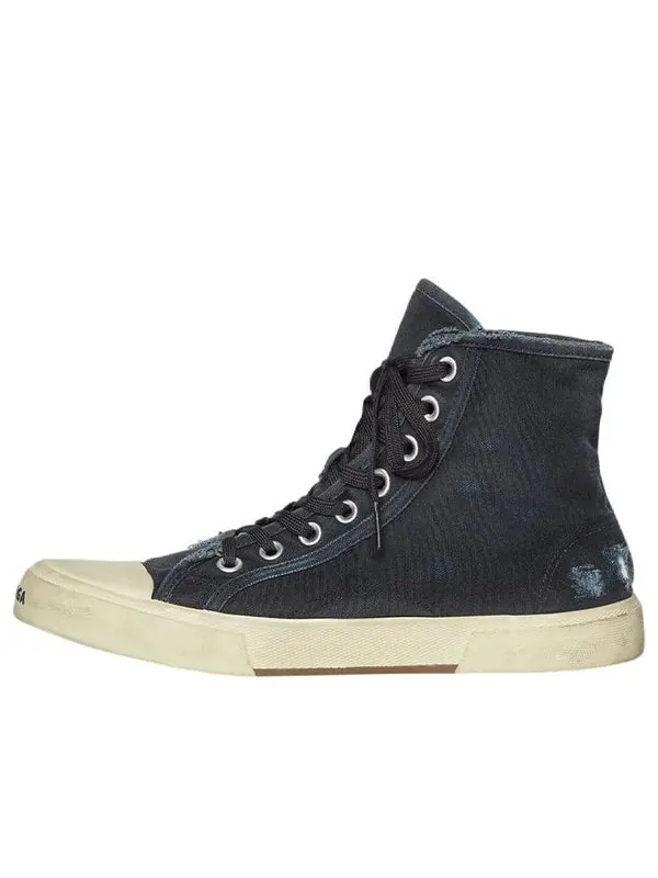 Кроссовки paris high top sneakers 'black destroyed cotton and white rubber' Balenciaga — изображение 1 из 4