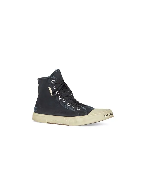 Кроссовки paris high top sneakers 'black destroyed cotton and white rubber' Balenciaga — изображение 2 из 4