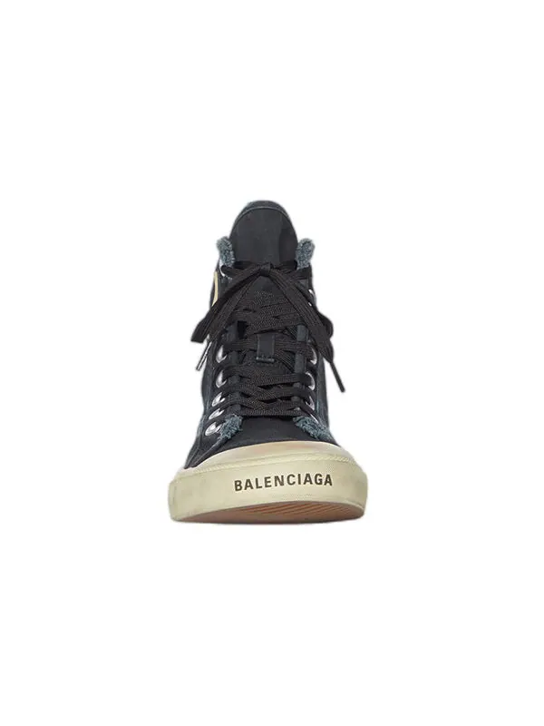 Кроссовки paris high top sneakers 'black destroyed cotton and white rubber' Balenciaga — изображение 3 из 4