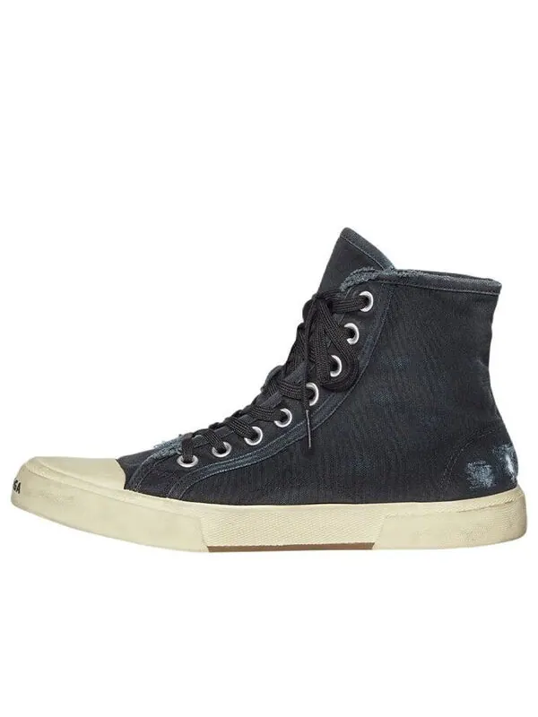 Кроссовки paris high top sneakers 'black destroyed denim and white rubber' Balenciaga — изображение 1 из 4