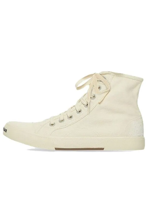 Кроссовки paris high top sneakers 'white destroyed cotton and white rubber' Balenciaga — изображение 1 из 4, белый/черный