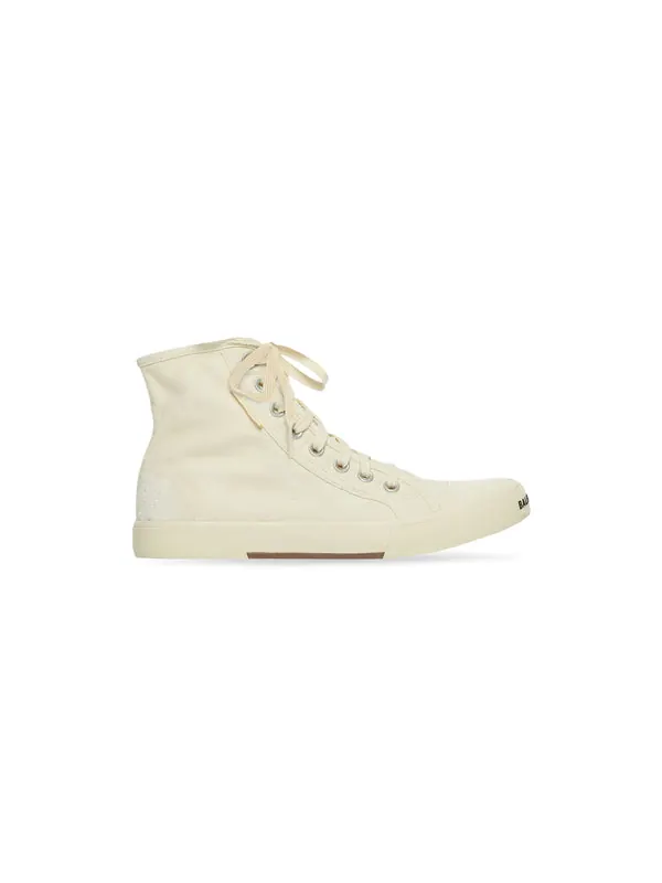Кроссовки paris high top sneakers 'white destroyed cotton and white rubber' Balenciaga — изображение 2 из 4, белый/черный