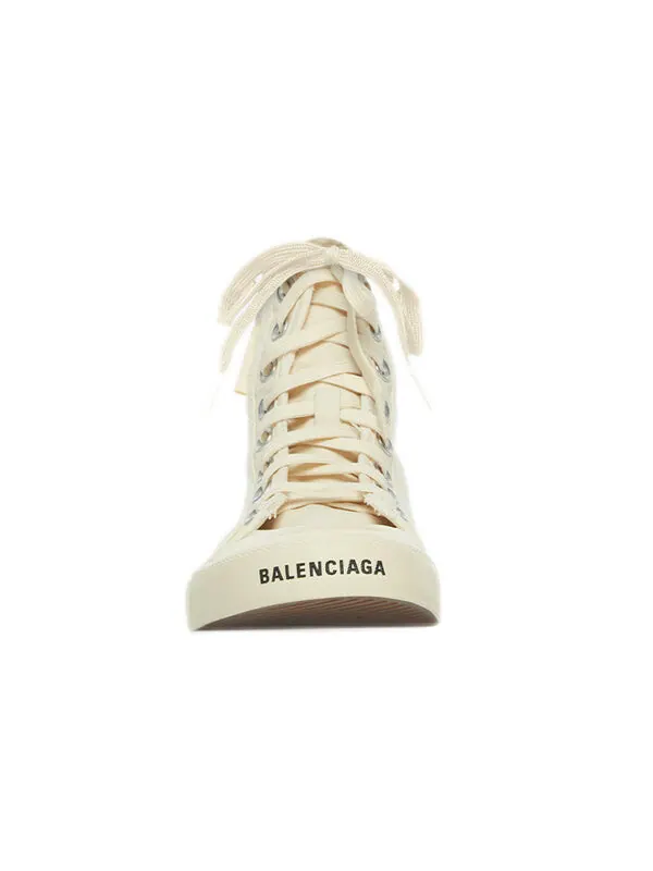 Кроссовки paris high top sneakers 'white destroyed cotton and white rubber' Balenciaga — изображение 3 из 4, белый/черный
