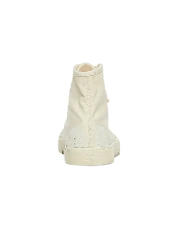 Кроссовки paris high top sneakers 'white destroyed cotton and white rubber' Balenciaga — изображение 4 из 4, белый/черный