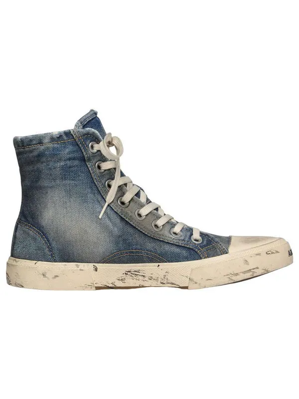 Кроссовки paris high top sneakers 'blue destroyed denim and rubber' Balenciaga — изображение 2 из 4, синий/белый/черный