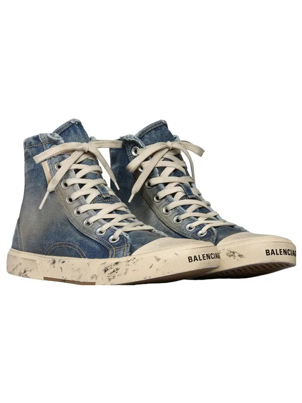 Кроссовки paris high top sneakers 'blue destroyed denim and rubber' Balenciaga — изображение 3 из 4, синий/белый/черный