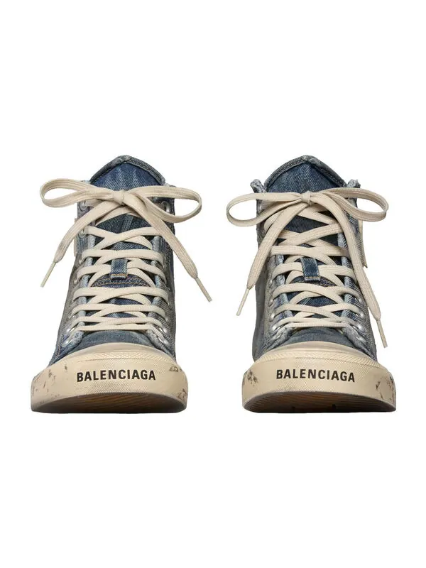 Кроссовки paris high top sneakers 'blue destroyed denim and rubber' Balenciaga — изображение 4 из 4, синий/белый/черный