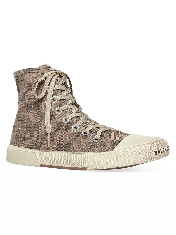 Кроссовки paris high top sneakers 'tan bb monogram cotton and white rubber' Balenciaga — изображение 2 из 4