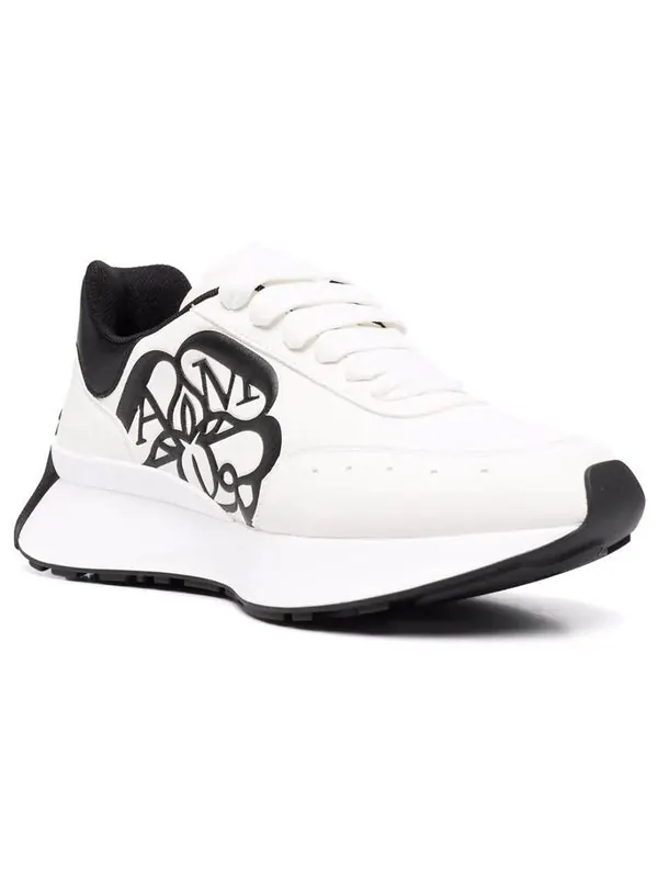 Кроссовки sprint runner lace-up sneakers 'white black' Alexander Mcqueen — изображение 2 из 4, белый/черный