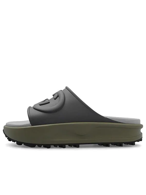 Тапочки interlocking g slide 'dark grey khaki' Gucci