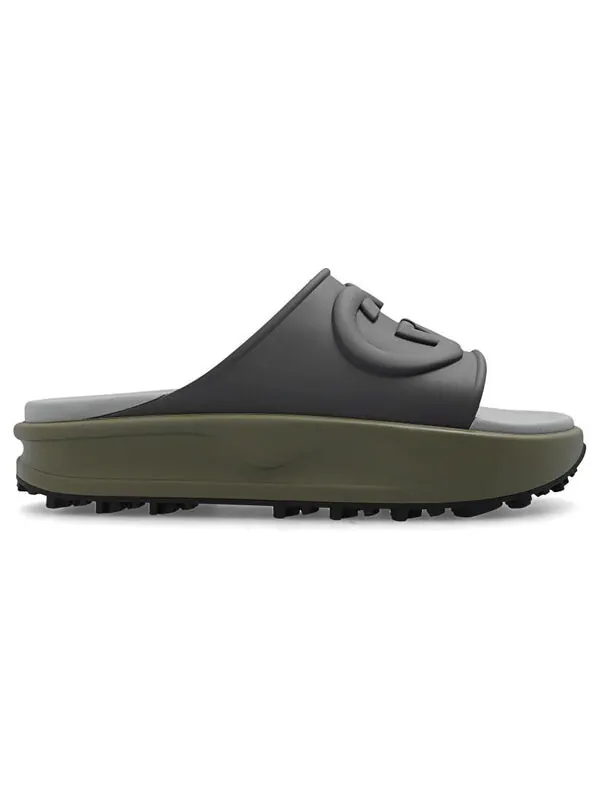 Тапочки interlocking g slide 'dark grey khaki' Gucci — изображение 2 из 4, серый
