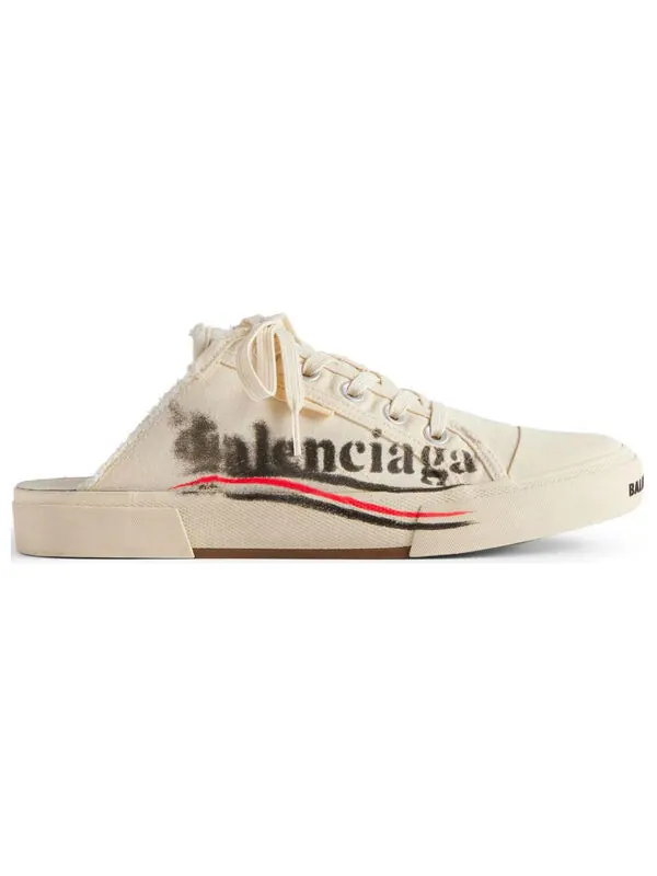 Тапочки paris mules 'white' Balenciaga — изображение 2 из 4, белый/черный/красный