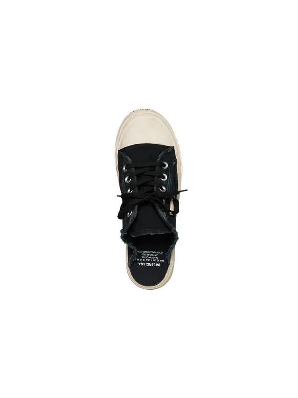 Тапочки paris mules 'black destroyed cotton and white rubber' Balenciaga — изображение 3 из 4, черный/белый