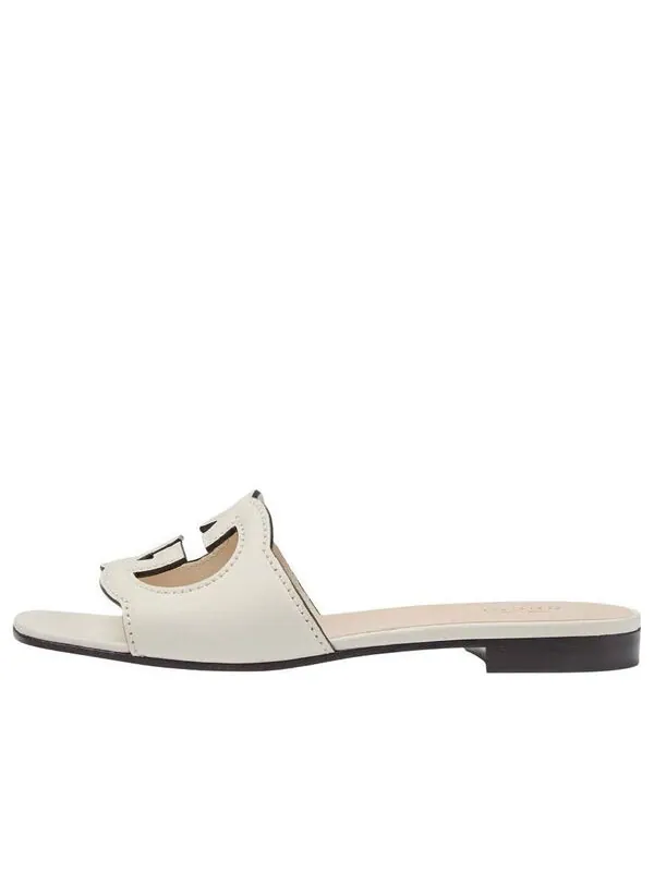 Сандалии interlocking g cut-out slide sandal 'white leather' Gucci — изображение 1 из 4, белый