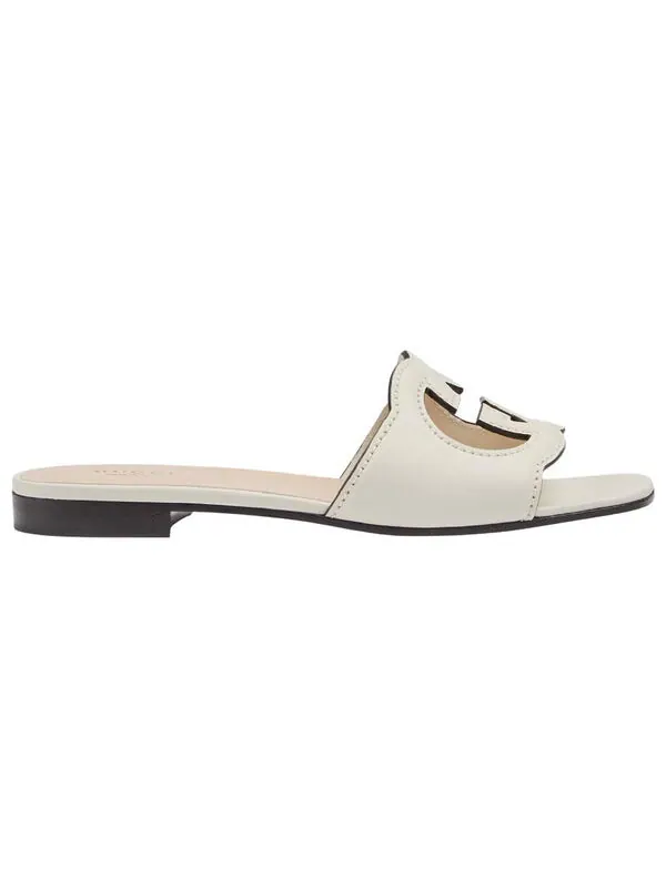 Сандалии interlocking g cut-out slide sandal 'white leather' Gucci — изображение 2 из 4, белый