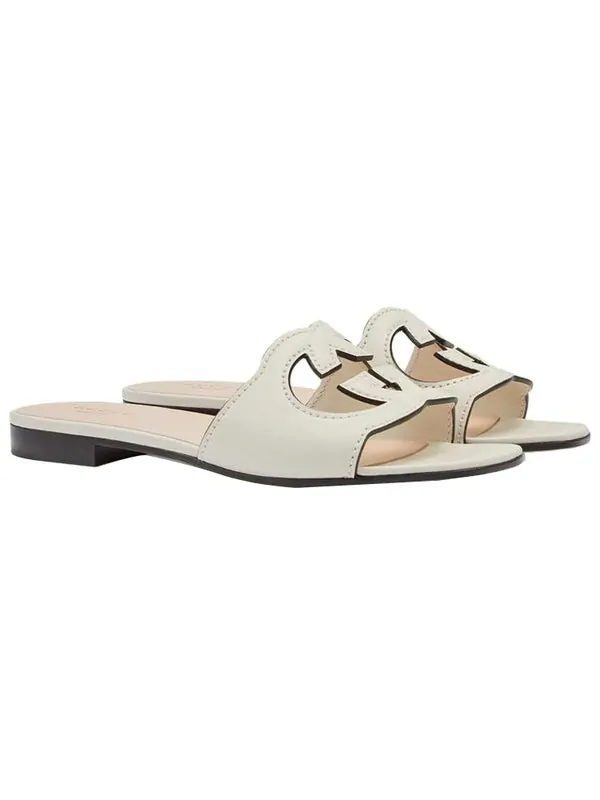 Сандалии interlocking g cut-out slide sandal 'white leather' Gucci — изображение 3 из 4, белый