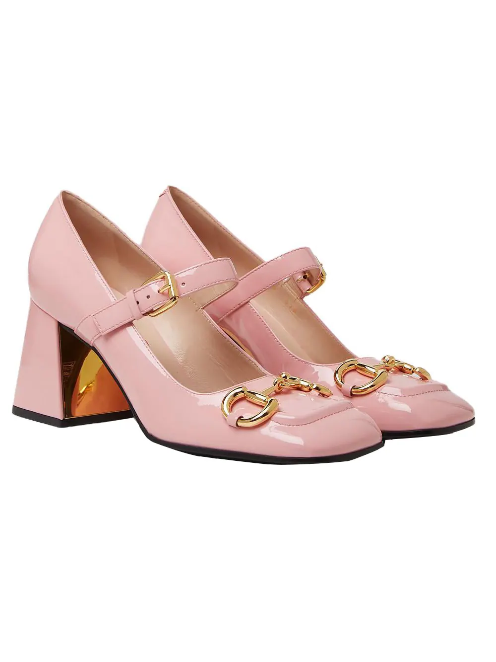 (WMNS) Туфли-лодочки Gucci на среднем каблуке с пряжкой в виде конской уздечки — изображение 3 из 4, розовый