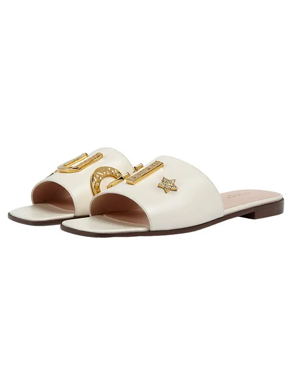 Сандалии cara grained leather slip-on sandal 'off-white' Gucci — изображение 2 из 4, белый
