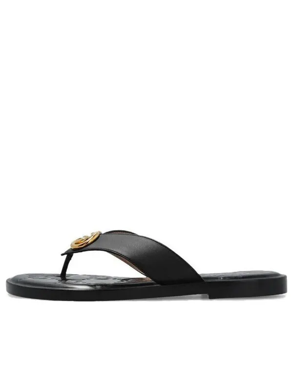 Сандалии interlocking g thong sandal 'black leather' Gucci — изображение 1 из 4, черный