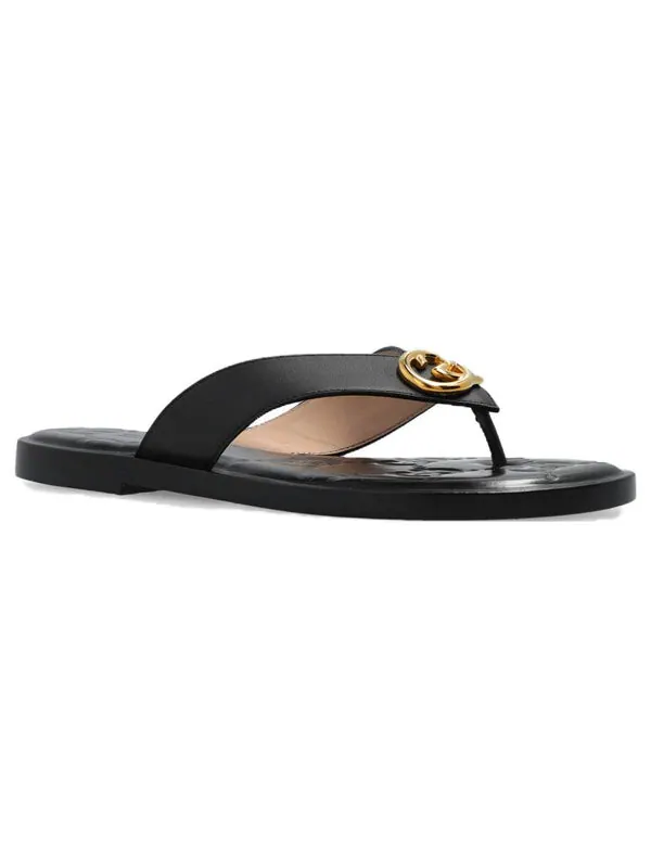 Сандалии interlocking g thong sandal 'black leather' Gucci — изображение 3 из 4, черный