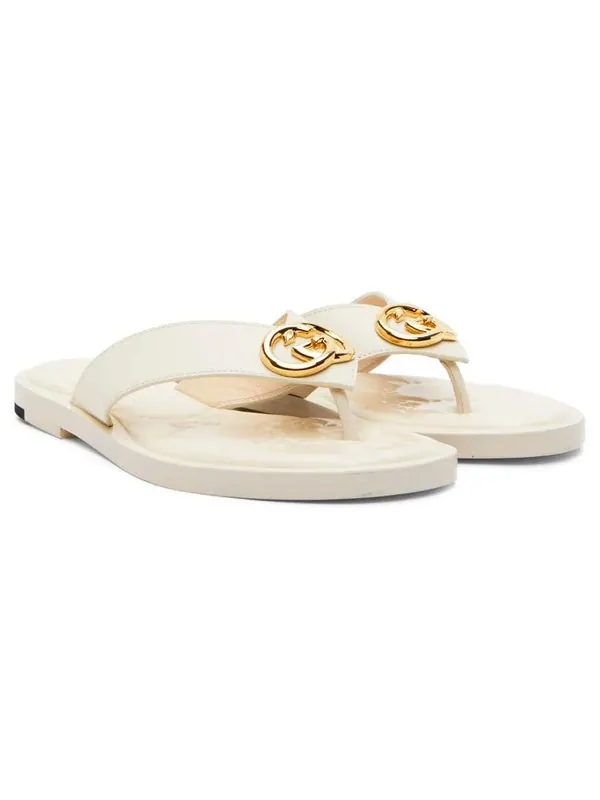 Сандалии interlocking g thong sandal 'white leather' Gucci — изображение 3 из 4, белый