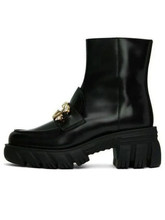 Кроссовки mid heel ankle boot with belt 'black leather' Gucci — изображение 1 из 2, черный