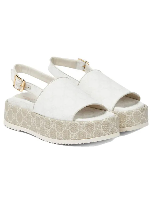 Сандалии platform gg sandal 'white beige' Gucci — изображение 2 из 3, белый/бежевый