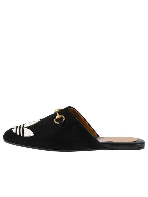 Тапочки trefoil slipper x adidas 'black suede' Gucci