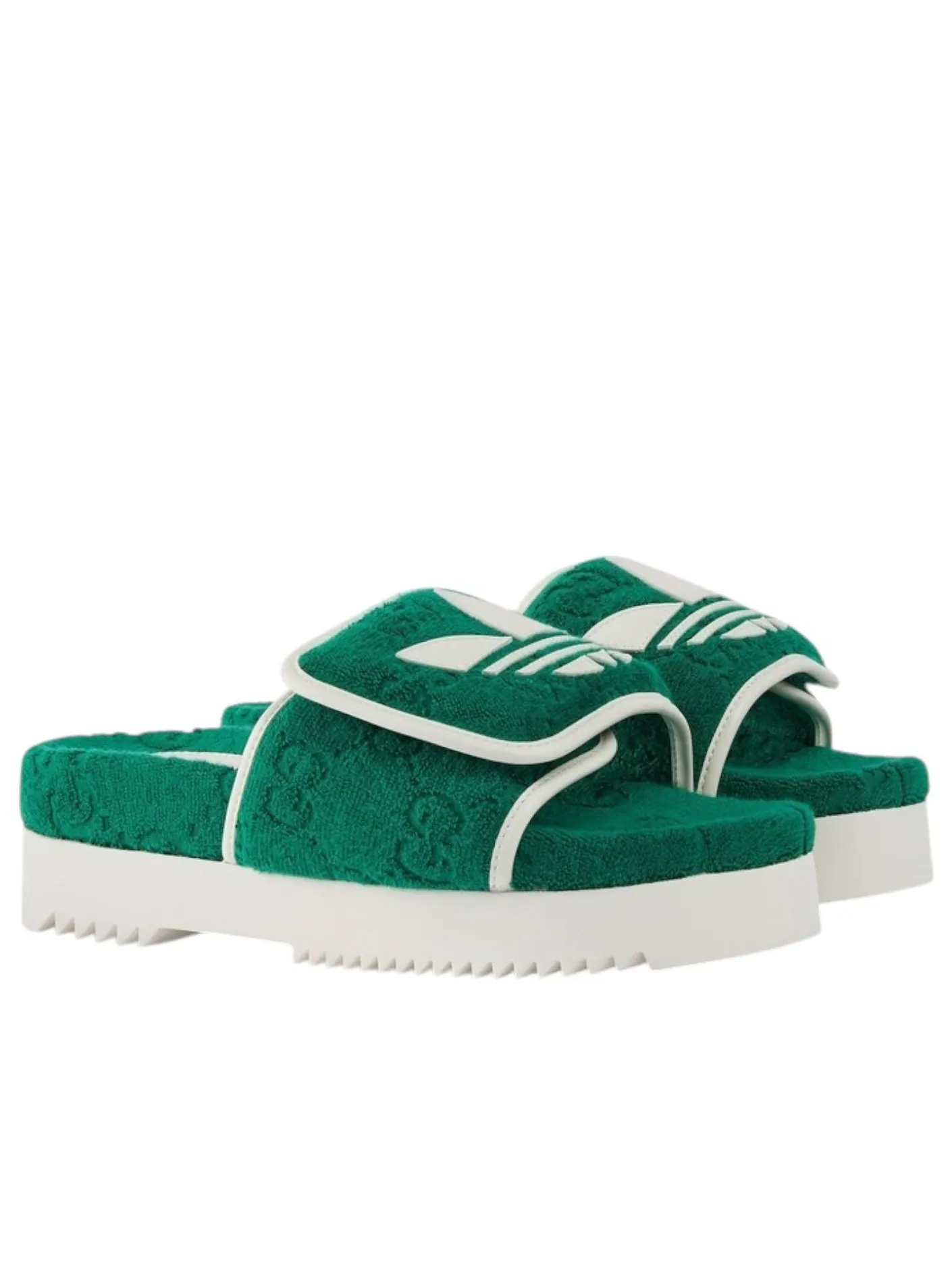 Сандалии (WMNS) adidas x Gucci GG Platform Sandal 'Green' — изображение 2 из 5, зеленый