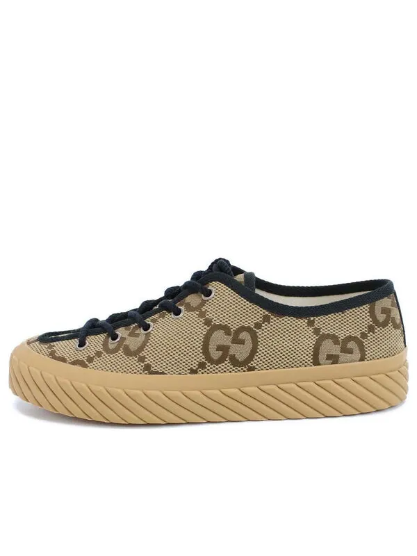 Кроссовки maxi gg lace-up sneakers 'beige black' Gucci — изображение 1 из 4, бежевый/черный