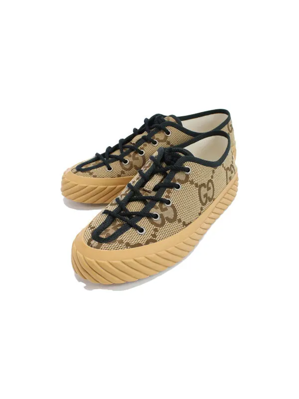 Кроссовки maxi gg lace-up sneakers 'beige black' Gucci — изображение 2 из 4, бежевый/черный