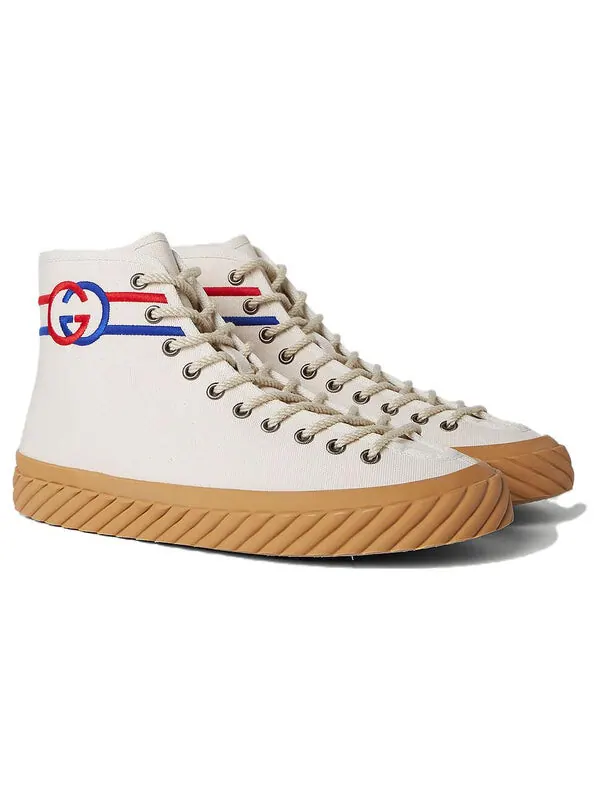 Кроссовки interlock g high-top sneakers 'white red blue' Gucci — изображение 3 из 4, белый/красный/синий