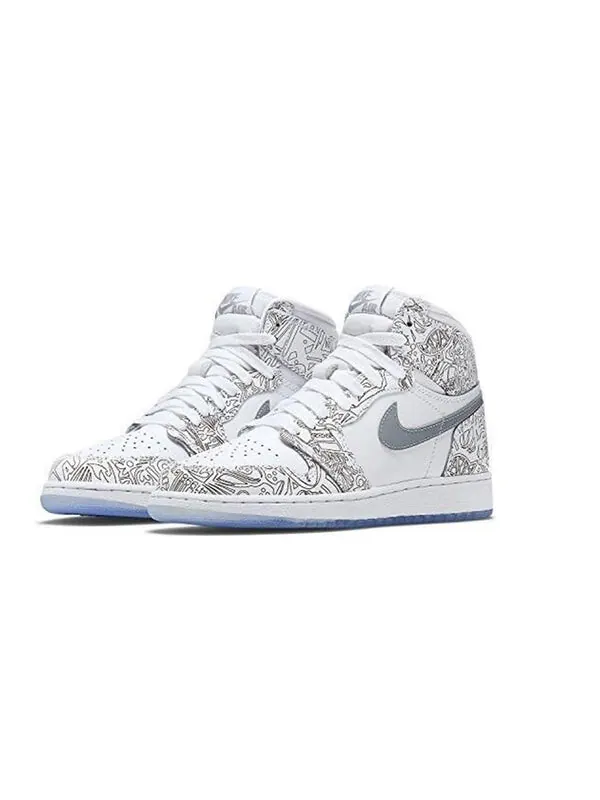 Кроссовки 1 ретро высокие Air Jordan — изображение 3 из 4, белый/серебристый