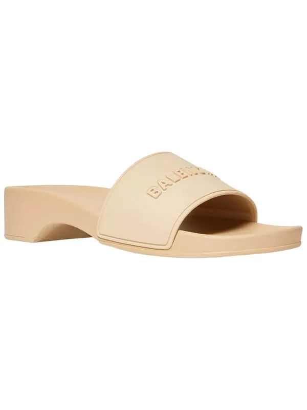 Тапочки pool clogs 'beige' Balenciaga — изображение 2 из 4, бежевый