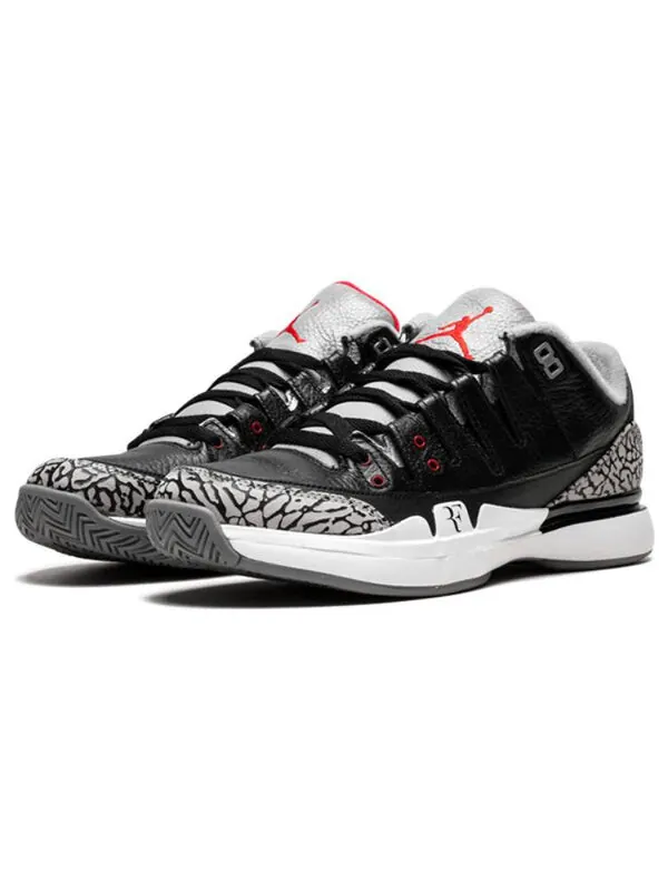 Кроссовки zoom vapor tour aj3 'black white' Nike — изображение 2 из 4, черный/серый-белый