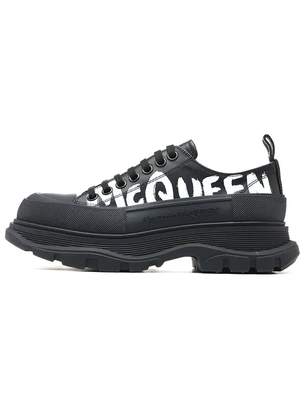 Кроссовки graffiti tread slick lace up shoes 'black white' Alexander Mcqueen — изображение 2 из 4, белый/черный
