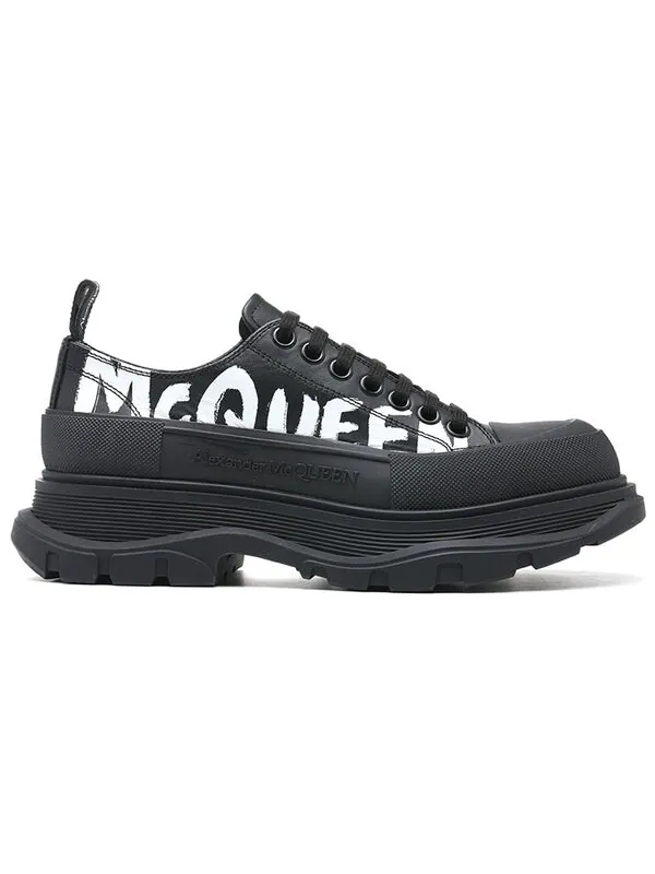 Кроссовки graffiti tread slick lace up shoes 'black white' Alexander Mcqueen — изображение 3 из 4, белый/черный